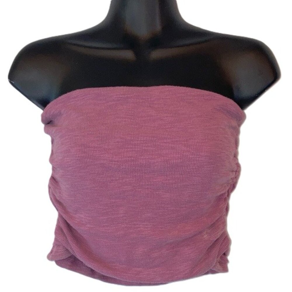 FREE PEOPLE Boulevard Cropped Tube Top NEW Grape Plum Purple Ruched Lined Large